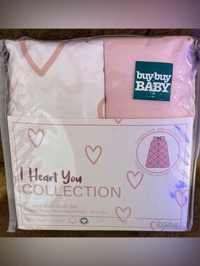 I Heart You 3-Piece Baby Crib Set - NEW